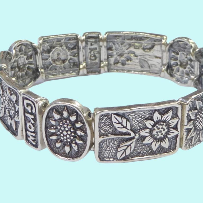 Bluenoemi Jewelry Bracelets amethyst / silver Silver Bracelet Israeli bracelets floral bracelet Boho jewelry flowers