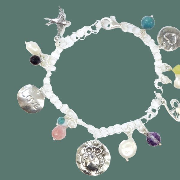 Bluenoemi Jewelry Bracelets silver Charms Bracelet Israeli Love bracelets Boho jewelry. Bracelets for women Hippie Jewelry.