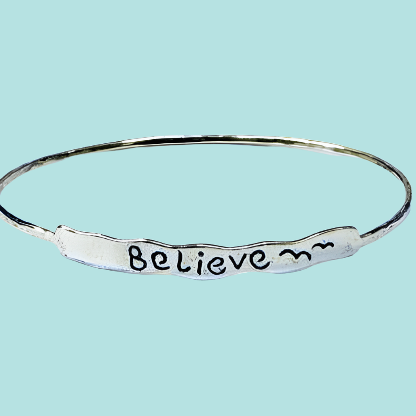 Bluenoemi Jewelry Bracelets silver Chic Stylish Believe Bangle  Israeli sterling silver bracelet  Boho jewelry.