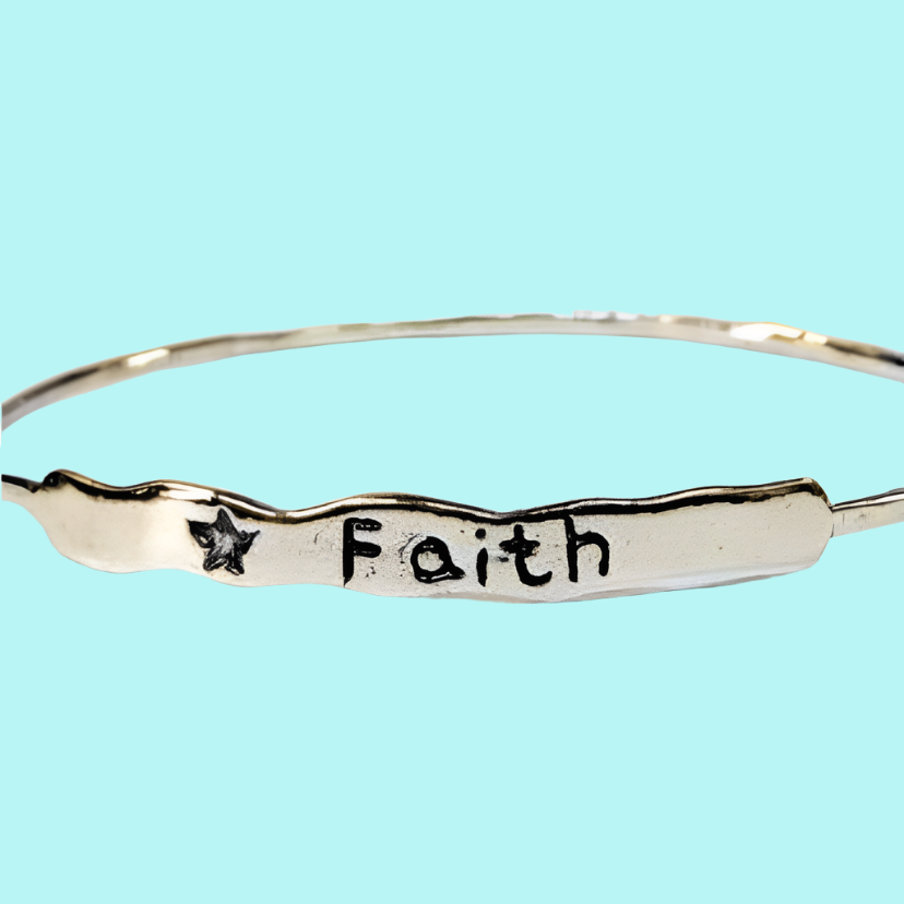 Bluenoemi Jewelry Bracelets silver Chic Stylish Faith Bangle Israeli sterling silver bracelet Boho jewelry.