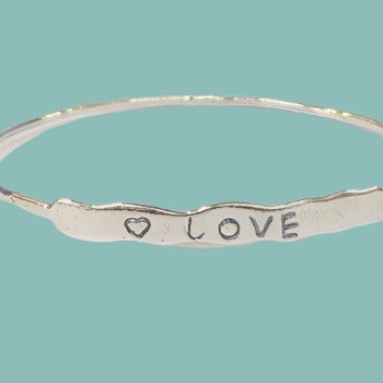 Cute Love Bangle stylish Israeli sterling silver bracelet. Bluenoemi jewelry - Bluenoemi