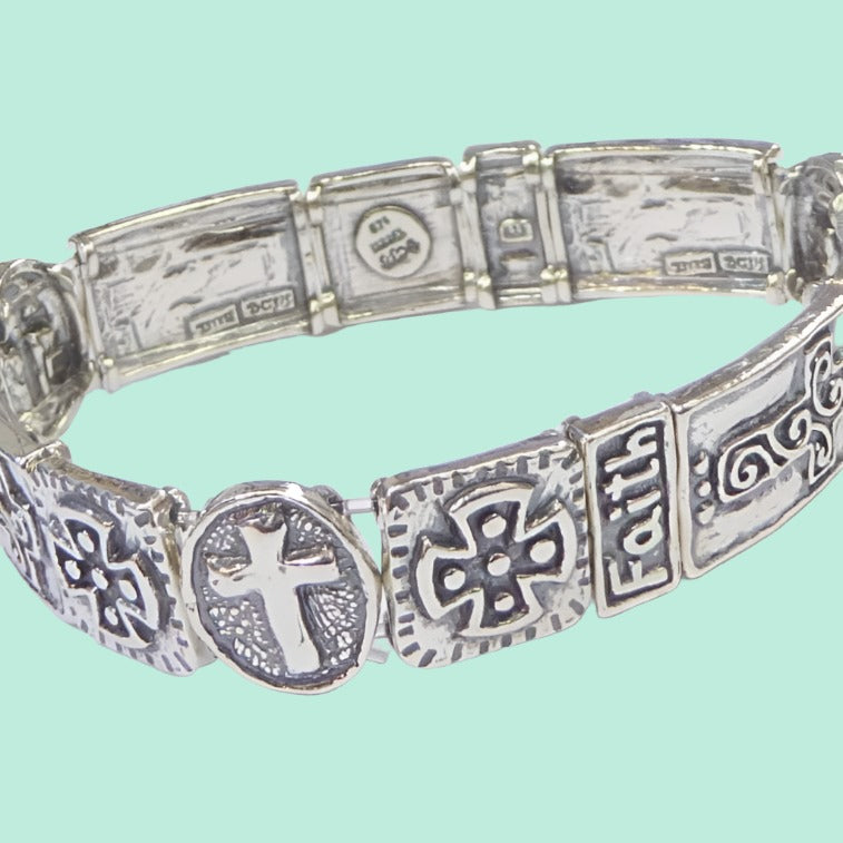 Bluenoemi Jewelry Bracelets silver Silver Bracelet Cross Christian Faith Bracelet