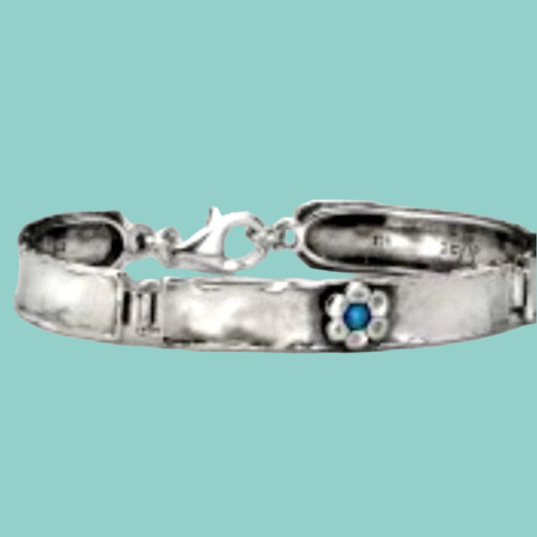 Bluenoemi Jewelry Bracelets silver Silver Bracelets Israeli bracelets Bangle bracelet Boho jewelry Blue opal flower