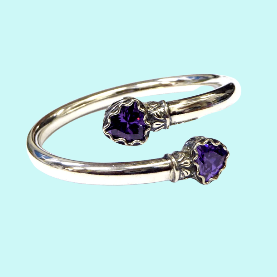 Bluenoemi Jewelry Bracelets silver Sterling silver bracelet for women, bracelet with amethyst zircon, Bluenoemi jewelry