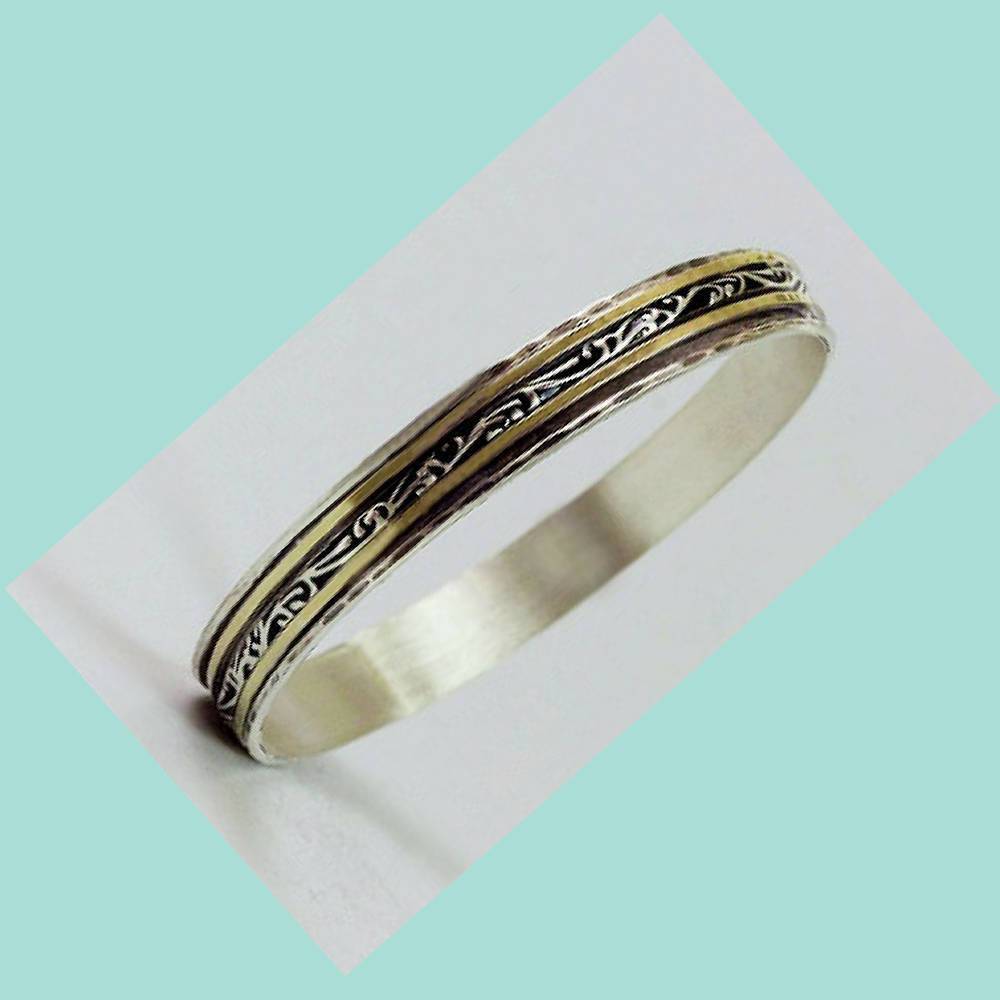 Bluenoemi Jewelry Bracelets Sterling Silver and Gold Spinner Bangles, Silver and Gold Spinning bracelet.