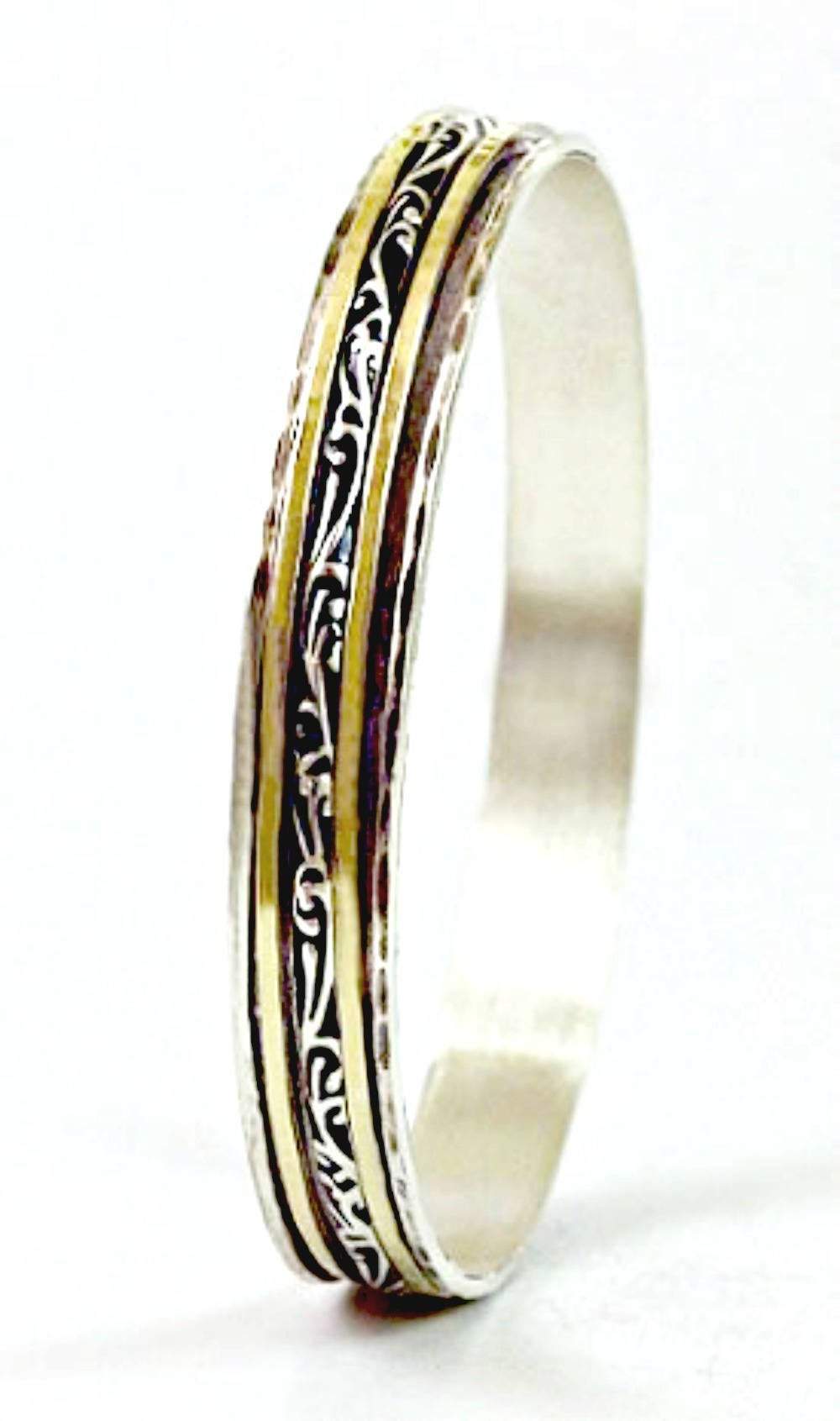 Bluenoemi Jewelry Bracelets Sterling Silver and Gold Spinner Bangles, Silver and Gold Spinning bracelet.