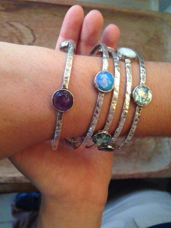 Bluenoemi Jewelry Bracelets Sterling Silver Bangles, Silver Bracelet, Designer Gemstones / Roman Glass Bracelets for Woman, Bangle Bracelets, Silver Bangles