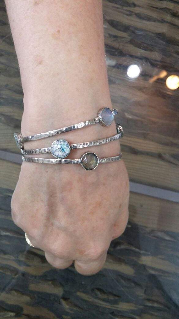 Bluenoemi Jewelry Bracelets Sterling Silver Bangles, Silver Bracelet, Designer Gemstones / Roman Glass Bracelets for Woman, Bangle Bracelets, Silver Bangles