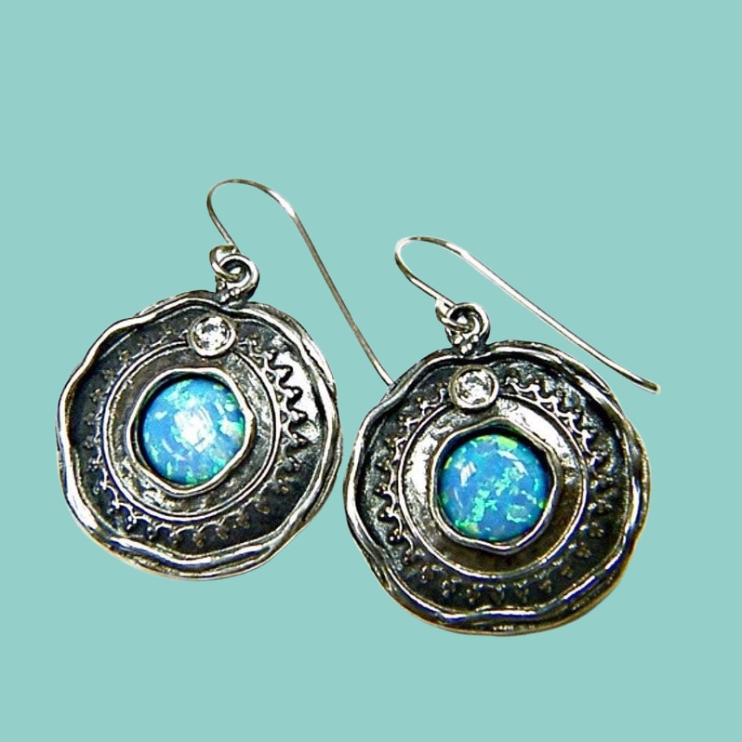 Bluenoemi Jewelry Earrings Blue Silver earrings Blue opal dangle earrings for women