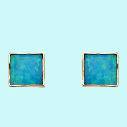 Bluenoemi Jewelry Earrings Bluenoemi Jewelry 9ct Gold Blue Opal Earrings , stud earrings / classic earrings