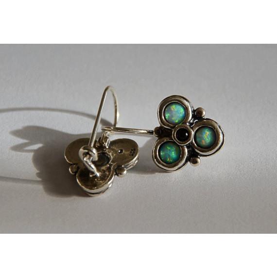 Bluenoemi Sterling silver Earrings set with opals / garnets, Stud designer earrings - Bluenoemi