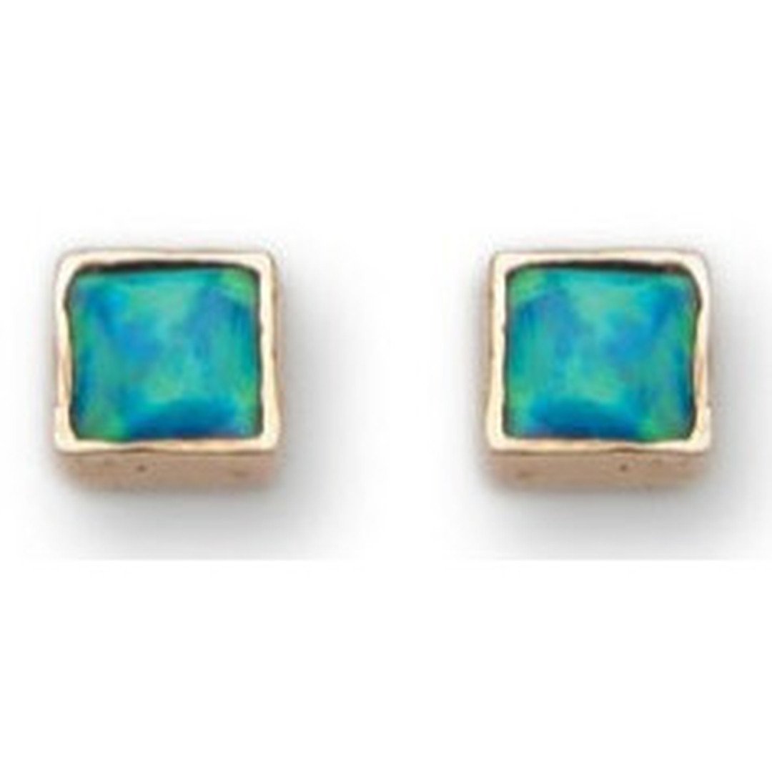 Bluenoemi Jewelry Earrings Earrings / blue Israeli Gold Stud Earrings with blue opal.