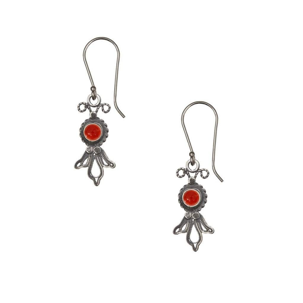 Bluenoemi Jewelry Earrings garnet Silver Earrings Delicate Filigree Israeli silver earrings with gemstones.