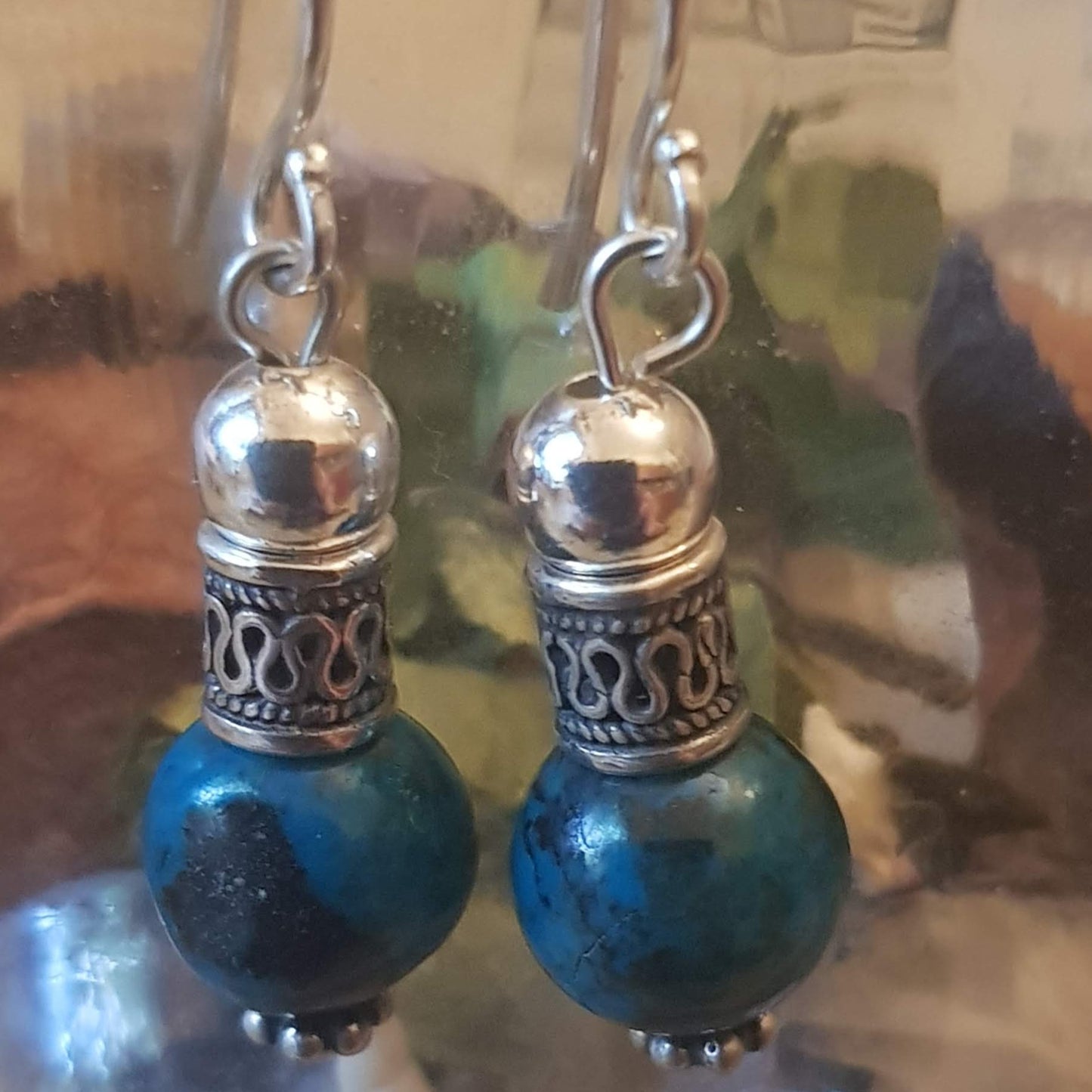 Silver earrings / earrings for woman Filigree Earrings / Coral Turquoise Eilat - Bluenoemi