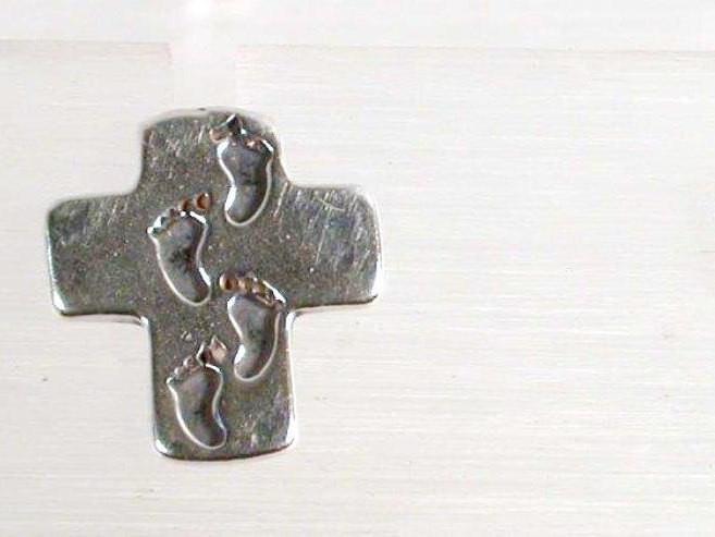 Bluenoemi Jewelry Earrings silver Sterling Silver cross earrings from the Holy Land with footprints, Christmas gift for her