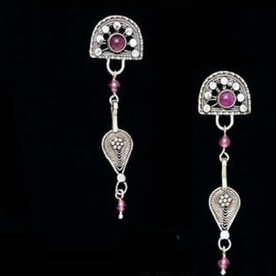 Sterling silver earrings, Filigree israeli silver earrings. Sterling silver jewelry with gemstones - Bluenoemi