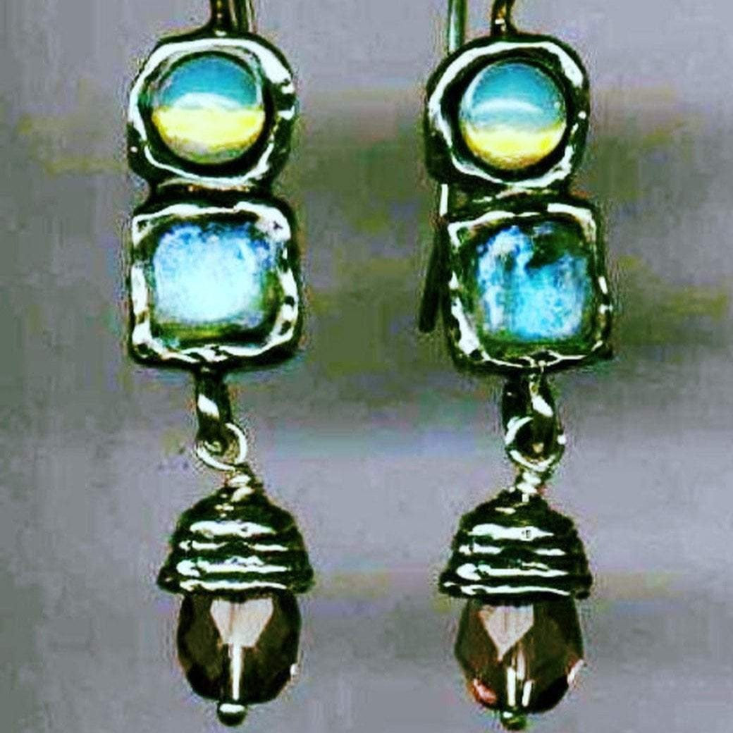 Bluenoemi Jewelry Earrings silver Sterling Silver Earrings, Roman Glass Earrings, Gemstones Earrings, sterling silver jewelry
