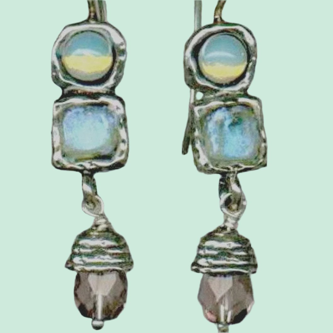 Bluenoemi Jewelry Earrings silver Sterling Silver Earrings, Roman Glass Earrings, Gemstones Earrings, sterling silver jewelry