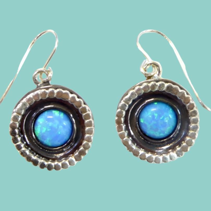 Bluenoemi Jewelry Earrings Sterling silver Blue Opals Dangling earrings gift for mom Israeli Jewelry