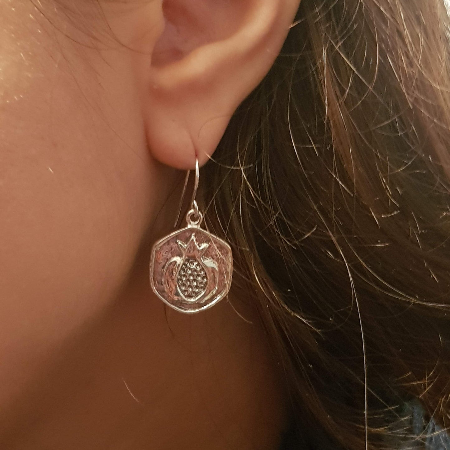 Sterling silver earrings for woman. Israel jewelry earrings for woman. Sterling silver 925 pomegranates - Bluenoemi