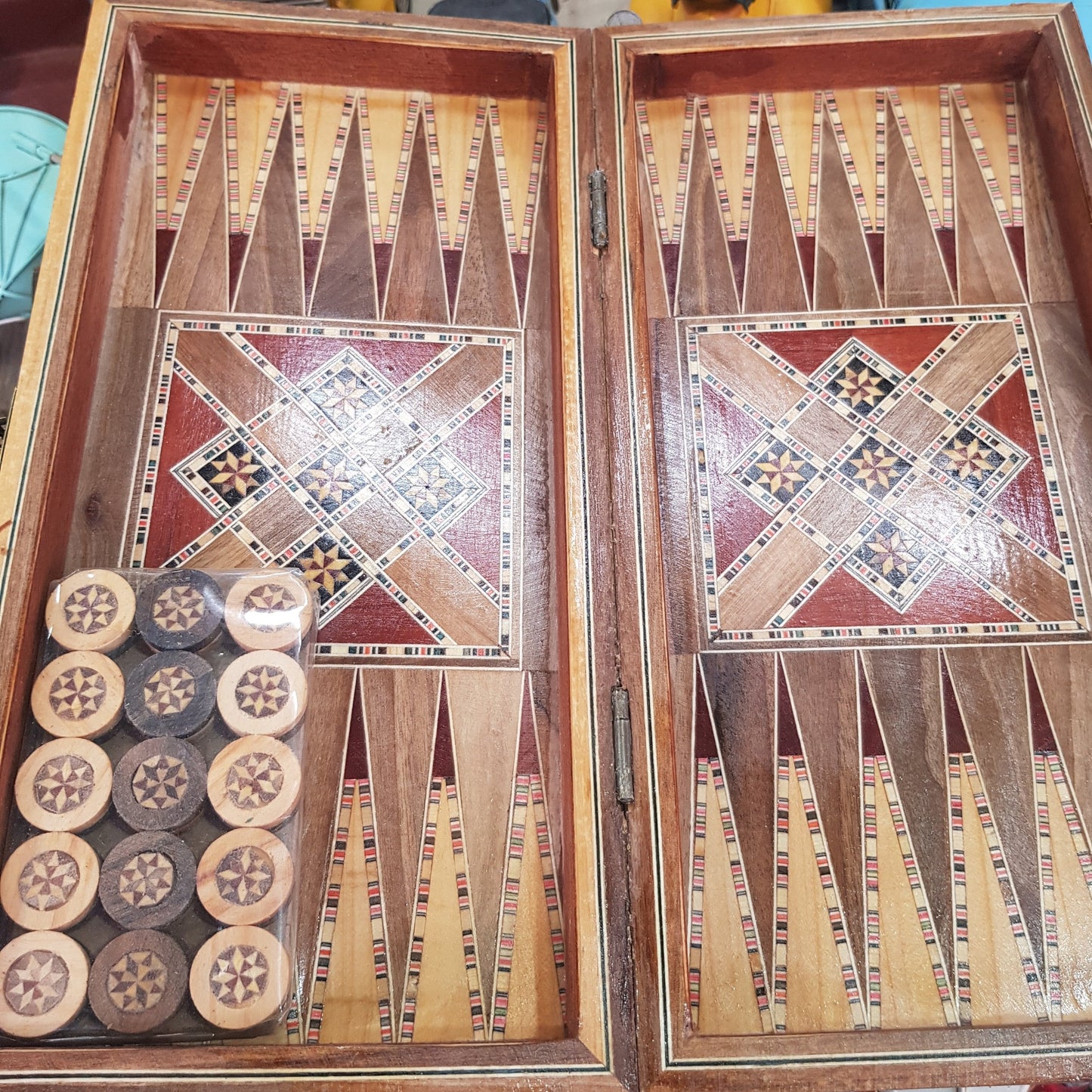 Backgammon Shesh Besh Game mini 10 x 20 cm - Bluenoemi
