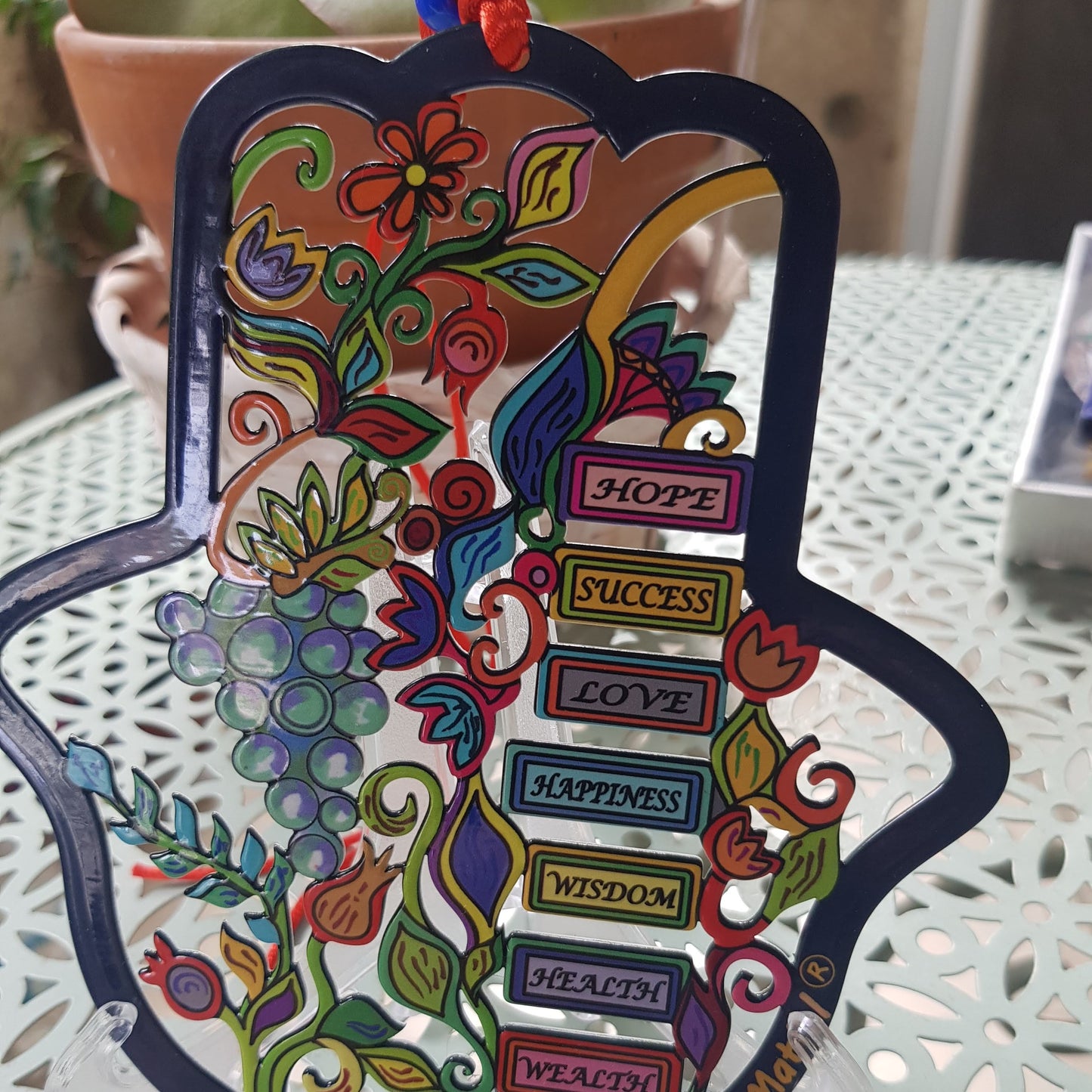 Hamsa with seven blessings flowers and fruits. - Bluenoemi