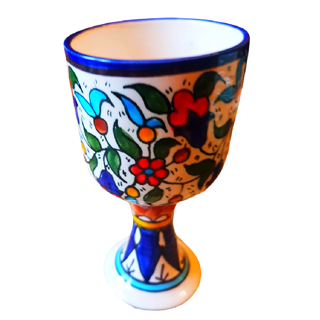 Bluenoemi Armenian Ceramics Kiddush Cup Israel Gifts for Jewish Table - Bluenoemi