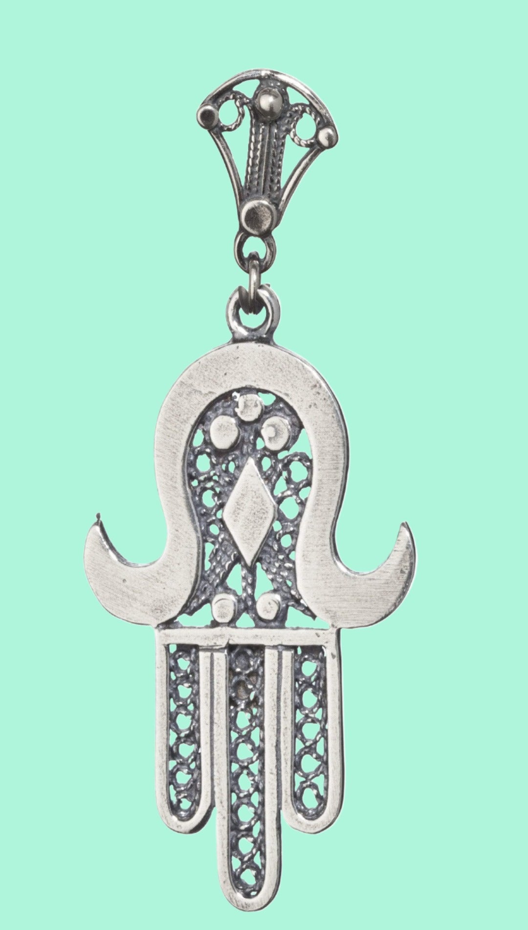 Bluenoemi Jewelry Necklaces 45 cm / silver Silver Hamsa pendant sterling silver 925 ethnic jewelry