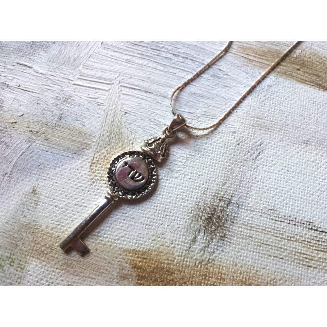 Bluenoemi Jewelry Necklaces 45cm / silver Key necklace with an Hebrew inscription Shadai