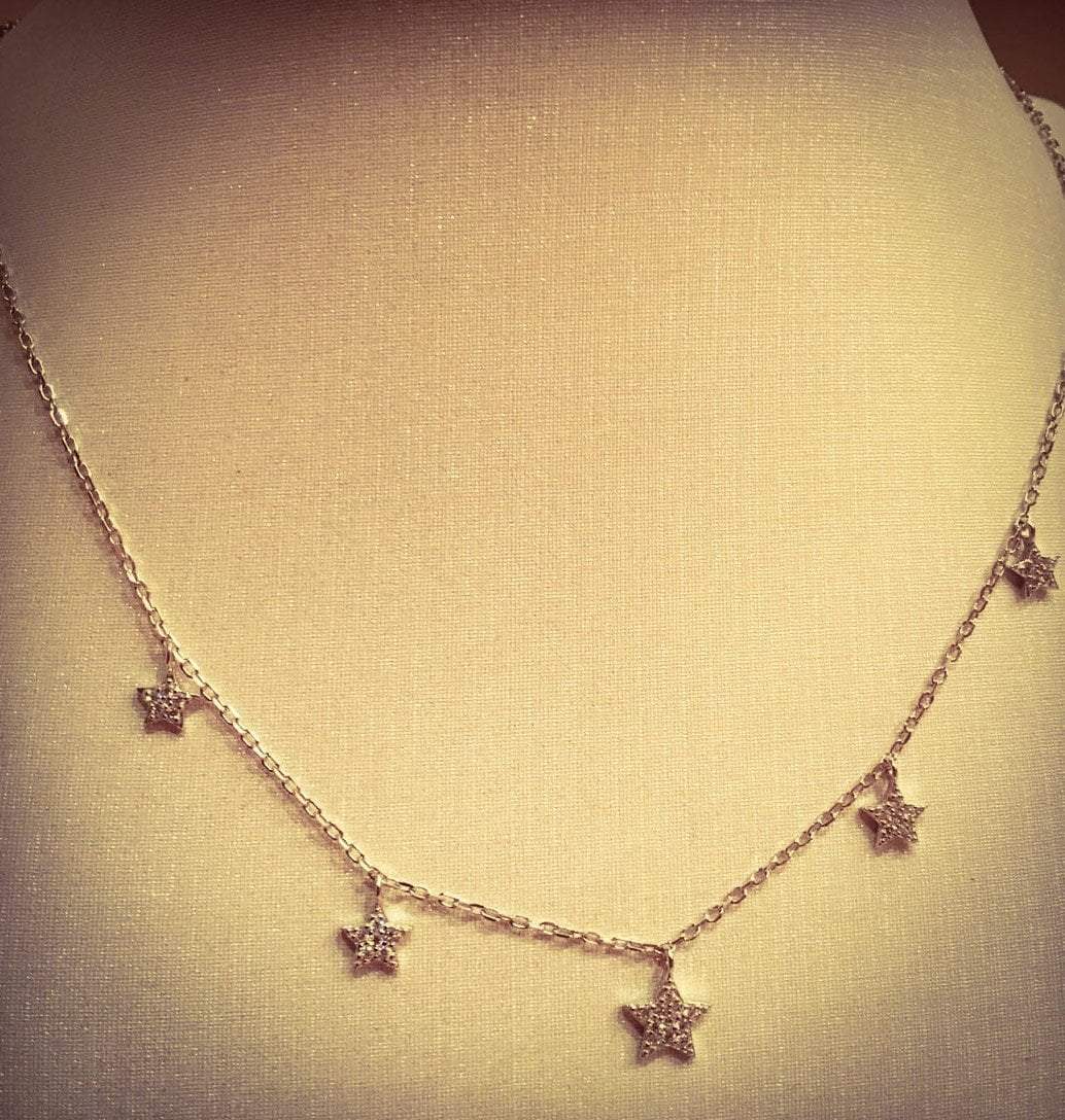 Bluenoemi Jewelry Necklaces 45cm / silver Necklace for woman Sterling Silver / Stars CZ zircons on silver