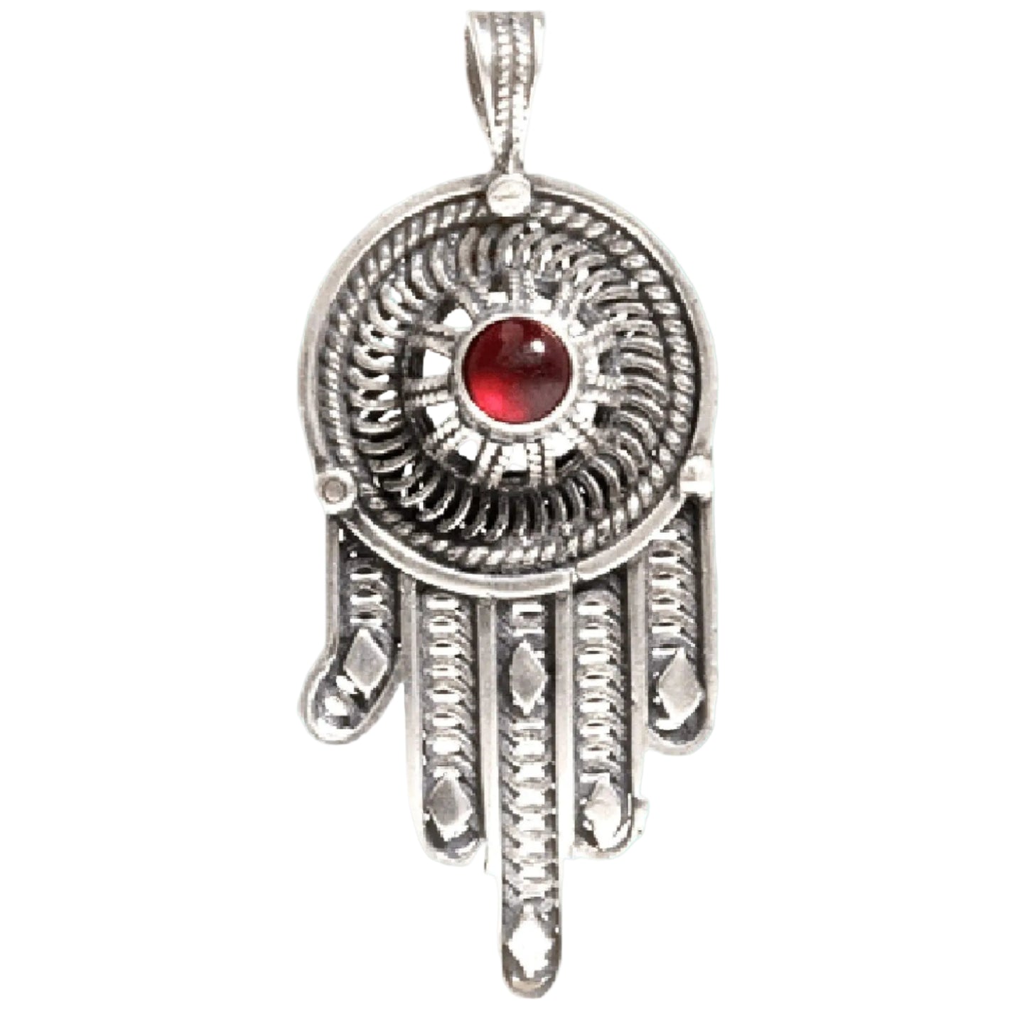 Yemenite jewelry Bluenoemi Israeli Sterling Silver Chain and Pendant - Bluenoemi