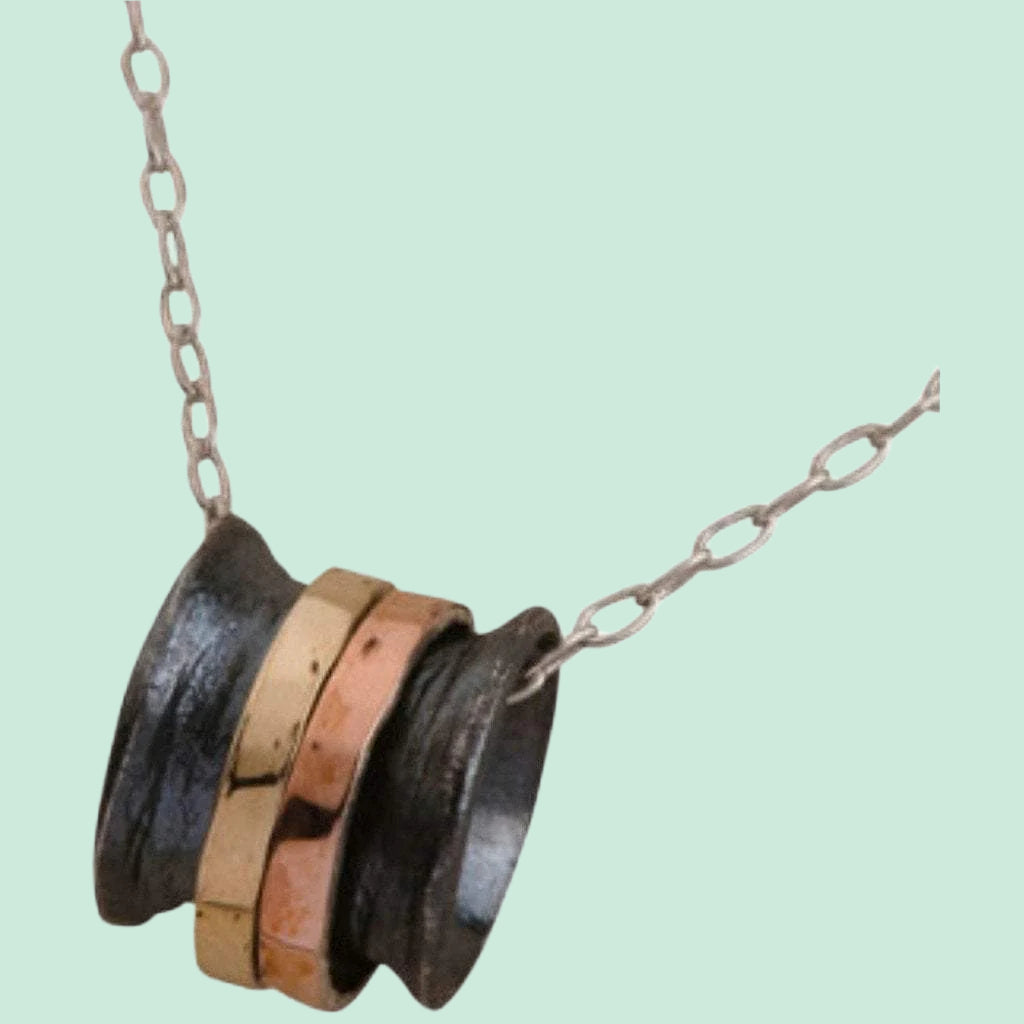 Bluenoemi Jewelry Necklaces Default Title / silver-gold Spinner Necklace Sterling silver and Gold pendant / Necklace for Woman Israeli Jewelry