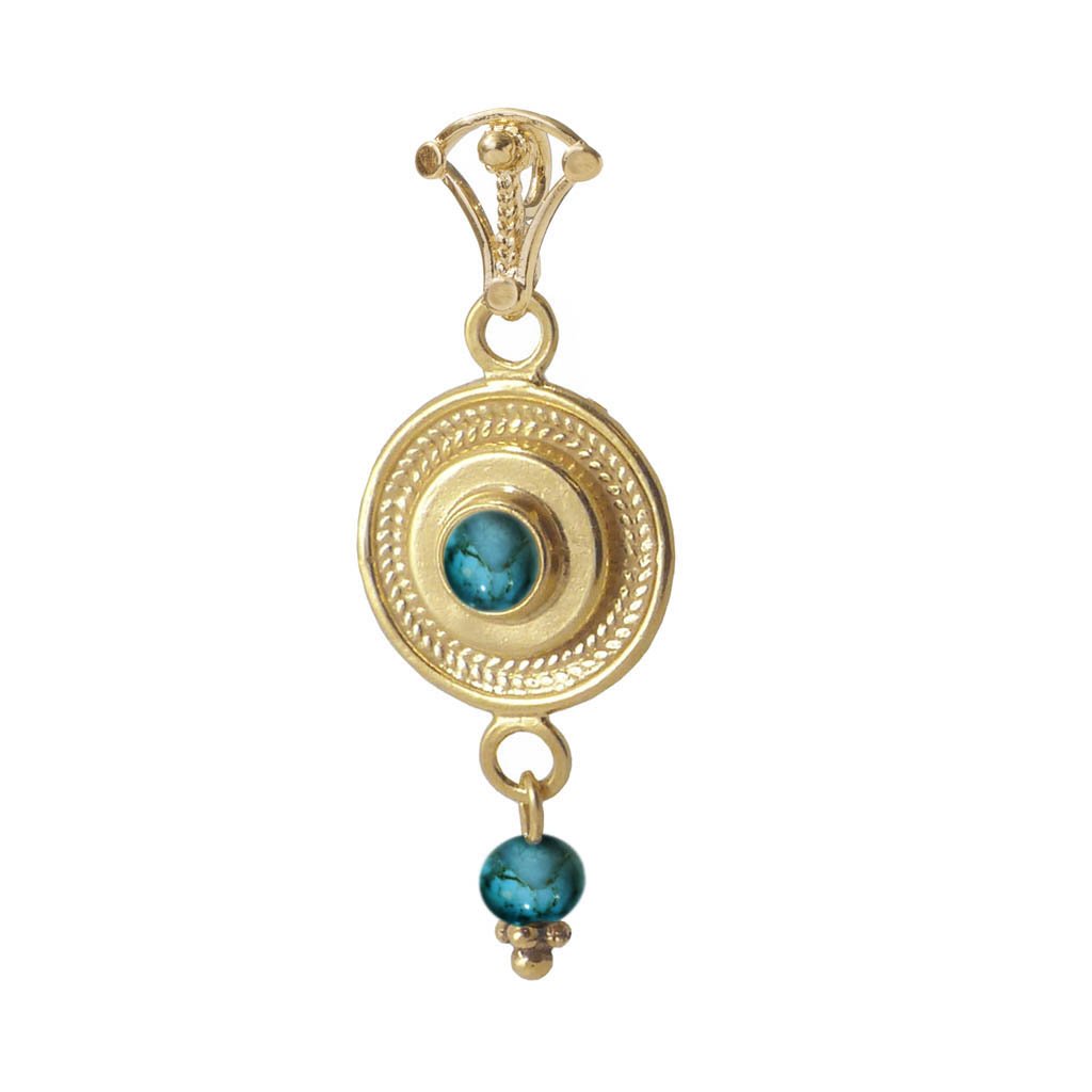 Necklace for woman. Designer sterling silver gold plated pendant set with gemstones - Bluenoemi