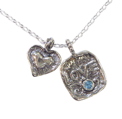 Bluenoemi Jewelry Necklaces Inspirational Jewelry, Sterling Silver necklace, love necklace, Blue topaz zircon necklace, Gift of love for her