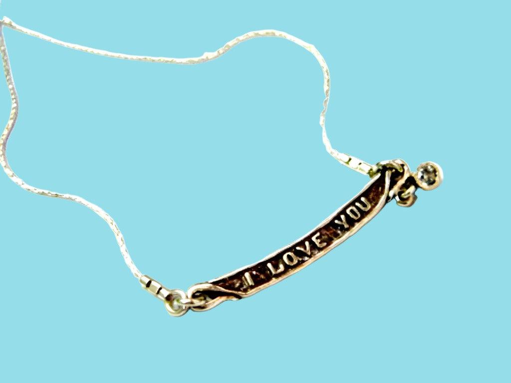 Sterling Silver I Love You necklace, gift for mom, gift of love. Necklace for woman. - Bluenoemi