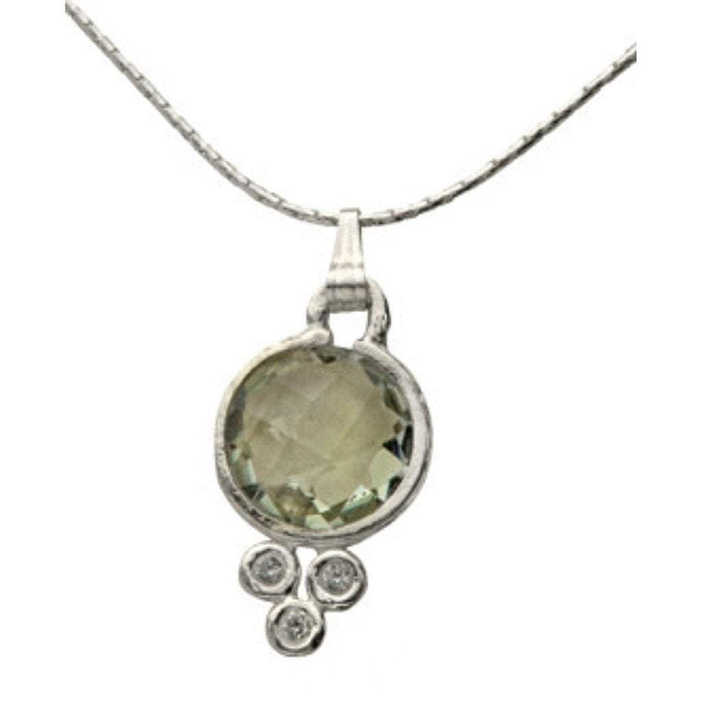 Bluenoemi Jewelry Necklaces & Pendants Default Title / silver Sterling Silver Green Amethyst Necklace , with cz zircons