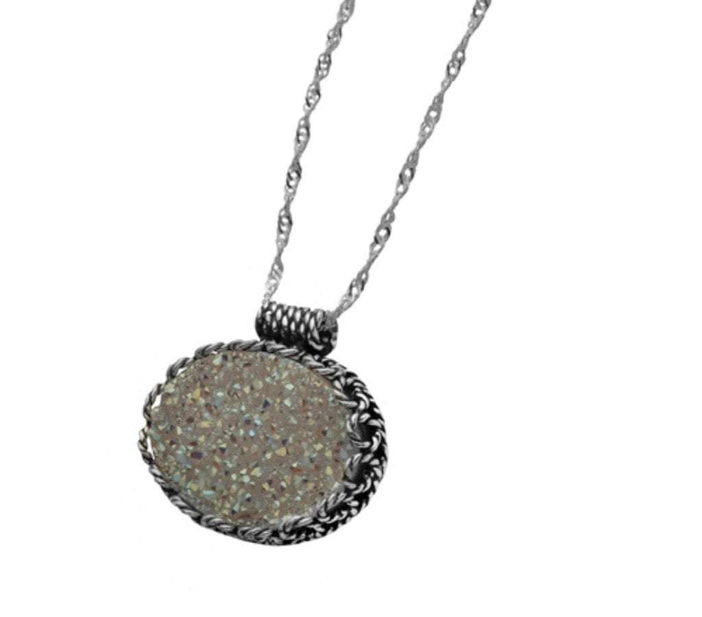 Bluenoemi Jewelry Necklaces & Pendants Radiant Sterling silver necklace opal Druze on silver pendant