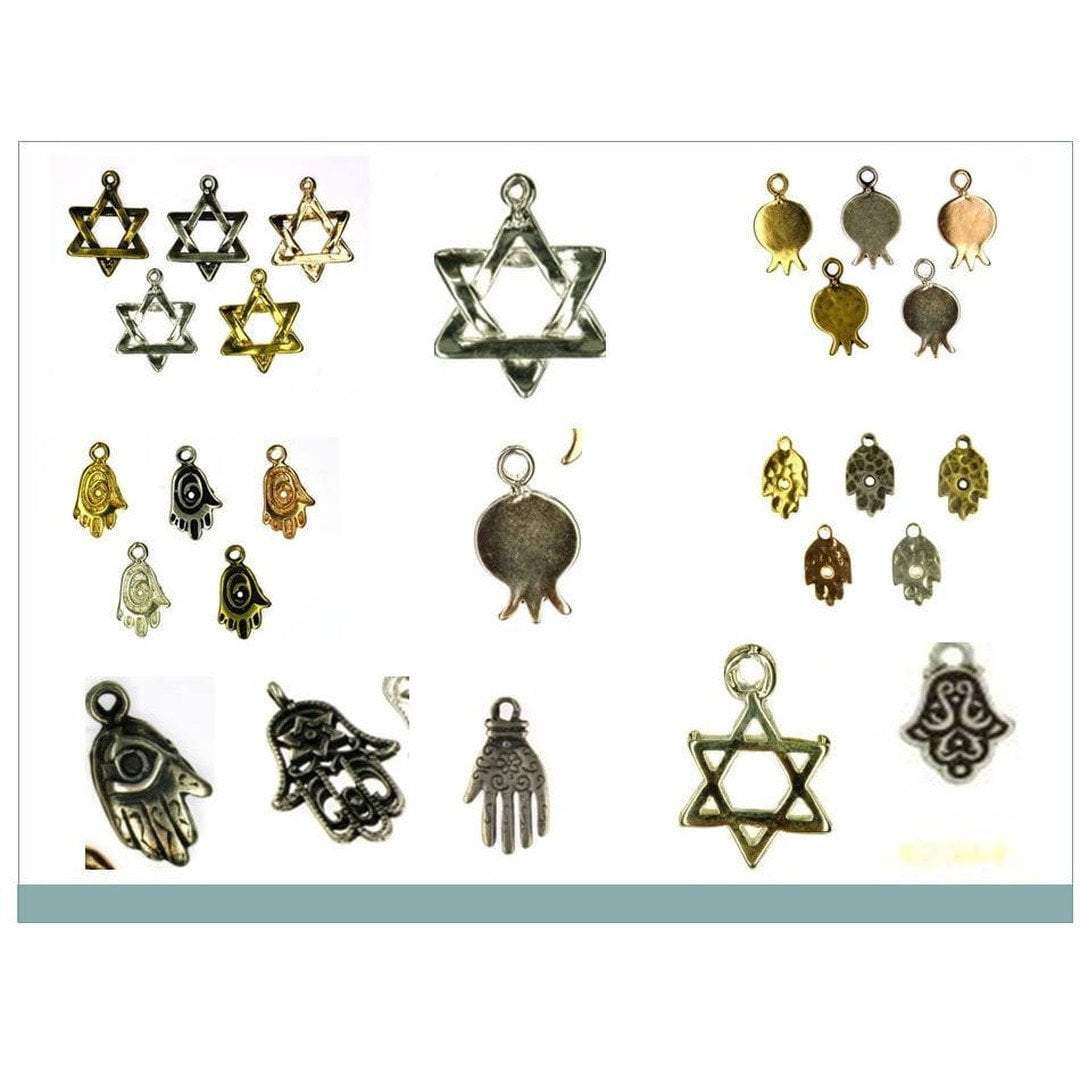 Bluenoemi Jewelry Necklaces & Pendants silver Star of David charms lot 10 Israeli charms for making jewelry antique silver plated