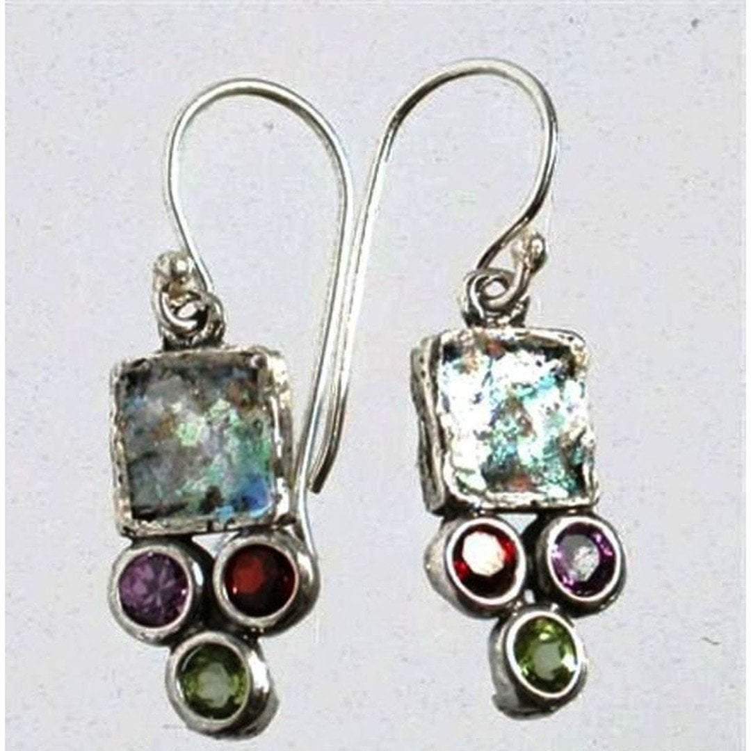 Bluenoemi Jewelry Necklaces & Pendants silver Sterling Silver Necklace, Silver Roman glass jewelry , Sterling silver Jewelry, garnets necklace