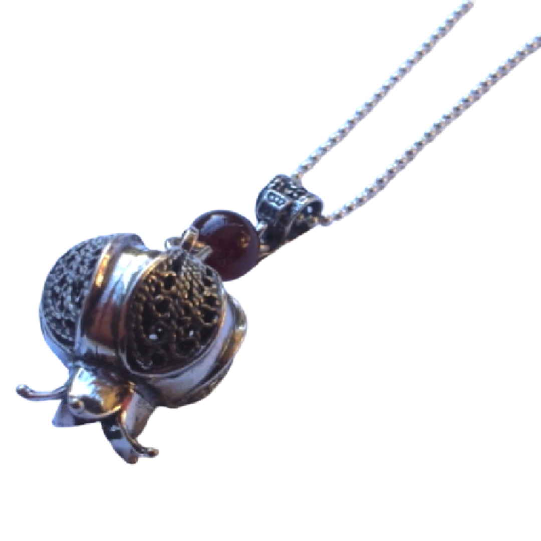 Bluenoemi Jewelry Necklaces & Pendants Sterling Silver Necklace for woman, Christmas gift necklace pomegranate pendant with garnet