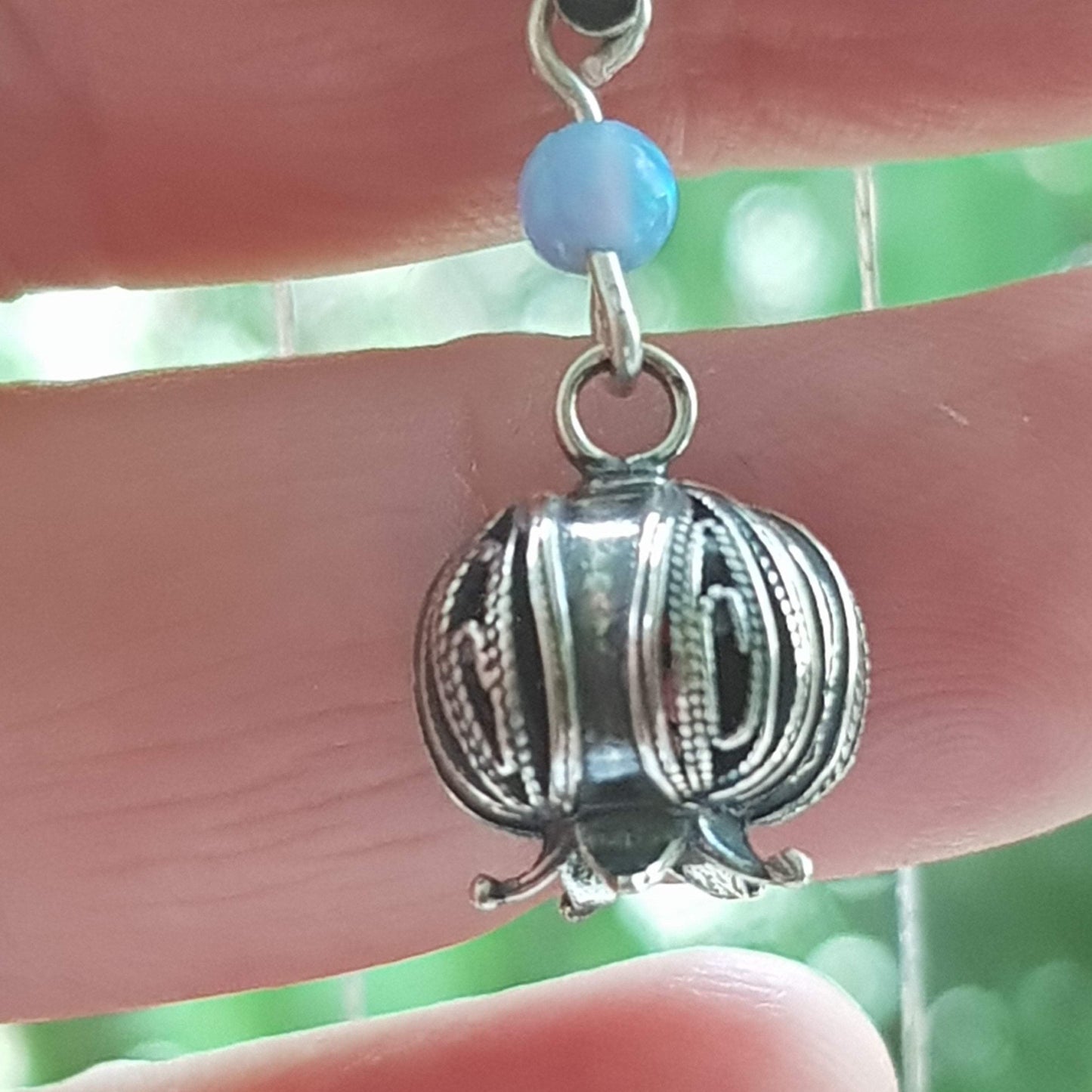 Bluenoemi Jewelry Necklaces & Pendants Sterling silver pendant pomegranate garnet opal turquoise onyx necklace filigree handwork