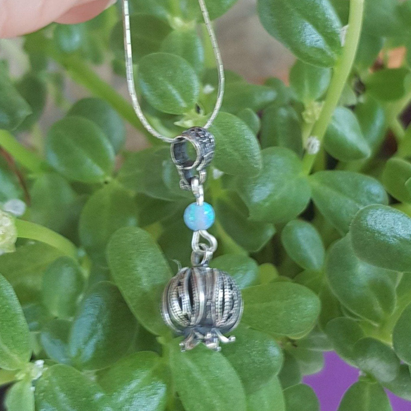 Bluenoemi Jewelry Necklaces & Pendants Sterling silver pendant pomegranate garnet opal turquoise onyx necklace filigree handwork