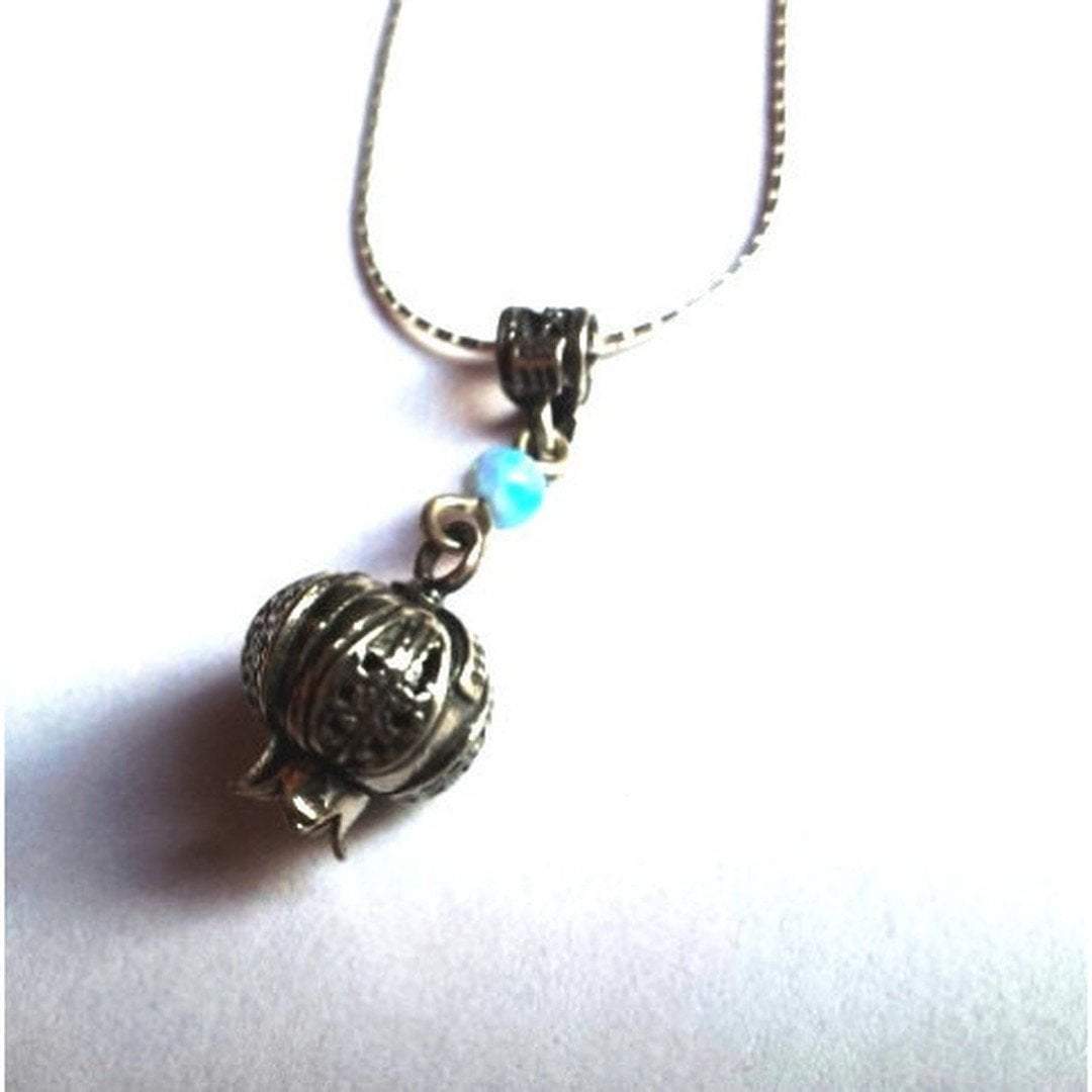 Sterling silver pendant pomegranate garnet opal turquoise onyx necklace filigree handwork - Bluenoemi