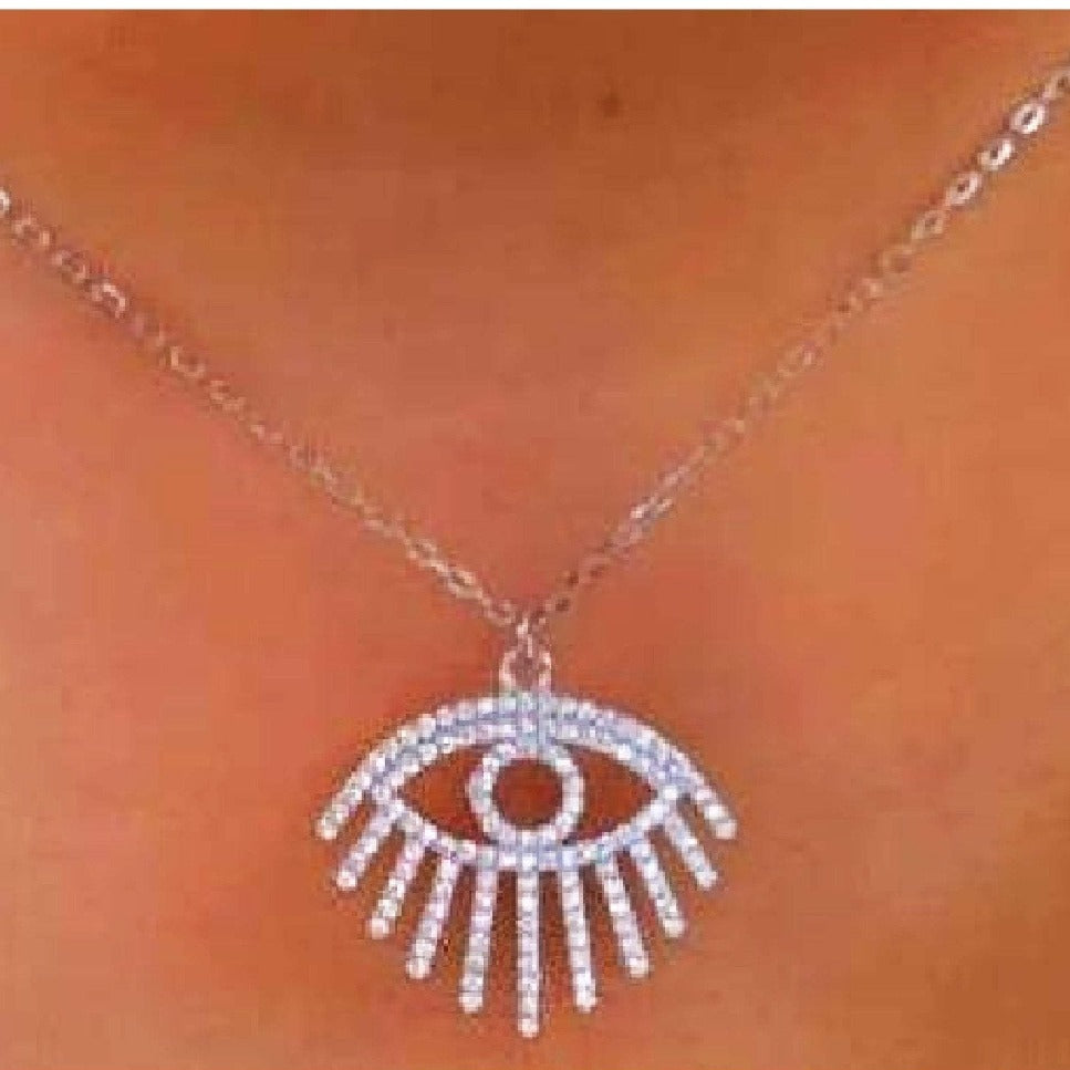 Bluenoemi Jewelry Necklaces silver Bluenoemi Eye Necklace Sterling Silver Israeli Necklace for Woman. Protection symbol.