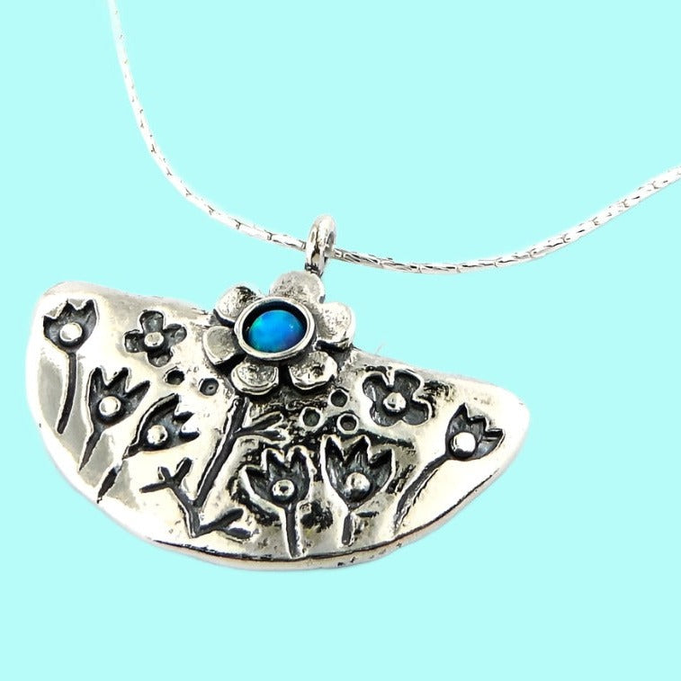 Silver Necklaces for Woman. Israeli Necklaces for women. Gemstones pendant. - Bluenoemi