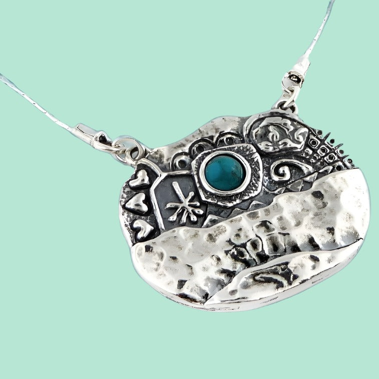 Silver necklaces for women. Gemstones Sterling Silver pendant. Naif decor. - Bluenoemi
