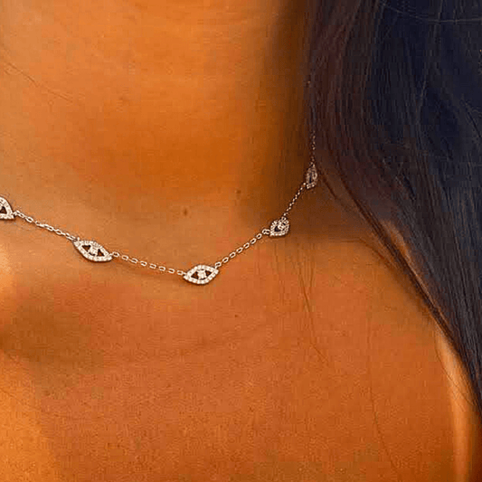 Bluenoemi Jewelry Necklaces silver Sterling silver eyes necklace for woman. Silver Jewelry delicate unique jewelry.