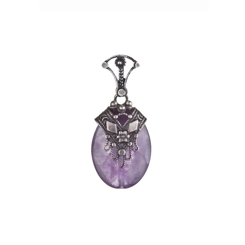 Sterling Silver Chain with Pendant Turquoise / Lava / Amethyst/ Coral with a gorgeous filigree hamsa - Bluenoemi