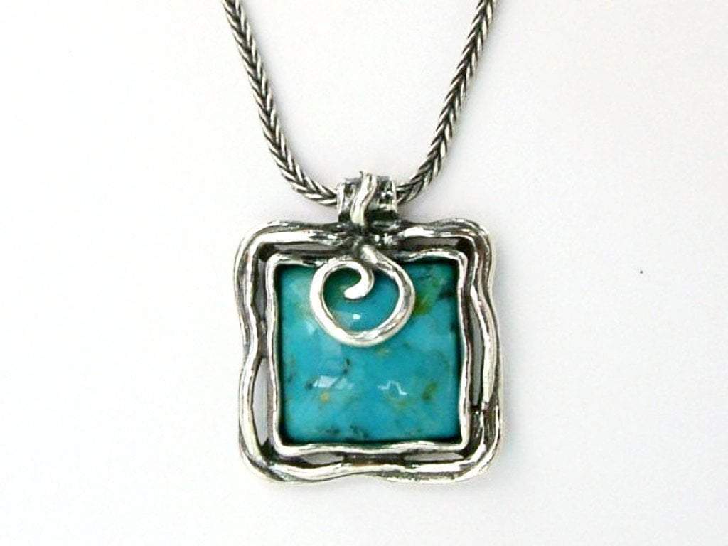 Sterling Silver necklace gift for her with Turquoise - Bluenoemi