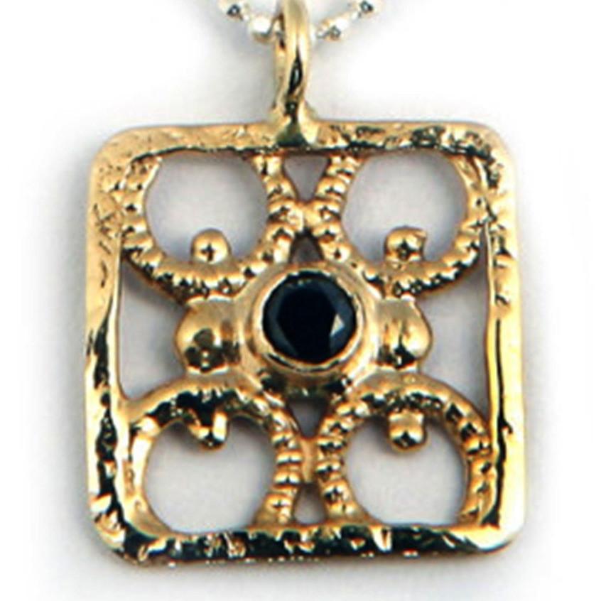Bluenoemi Jewelry Necklaces Sterling silver necklace, silver & 9K Gold necklace, Set with a Black Diamond
